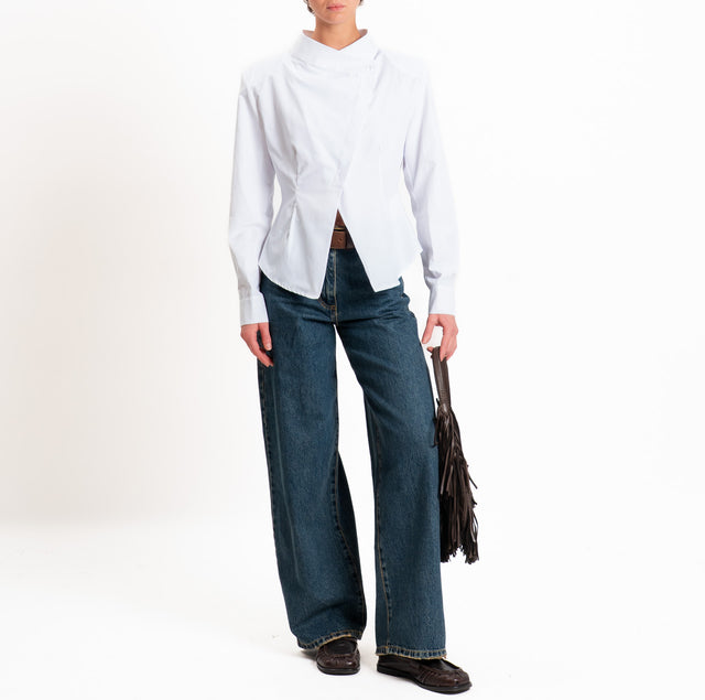 Tensione in-Camicia con spalline chiusura asimmetr - bianco
