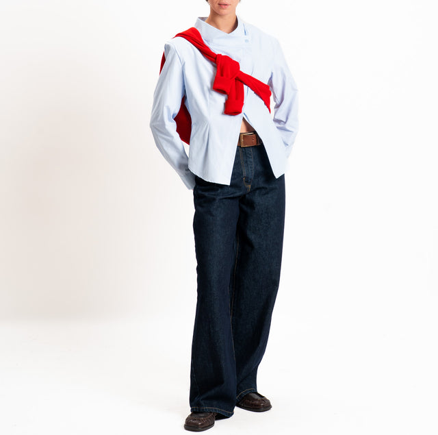 Tensione in-Camicia con spalline chiusura asimmetrica - celeste