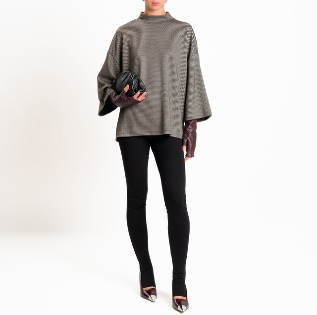 Tensione in-Blusa over pied de poule con manicotti - nero/beige