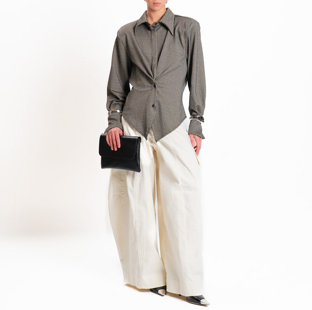 Tensione in-Camicia pied de poule con spalline - nero/beige