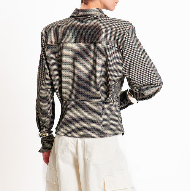 Tensione in-Camicia pied de poule con spalline - nero/beige