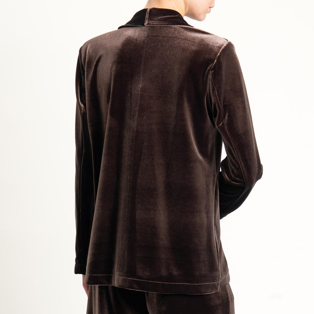 Tensione in-Giacca velluto ciniglia un bottone - moro