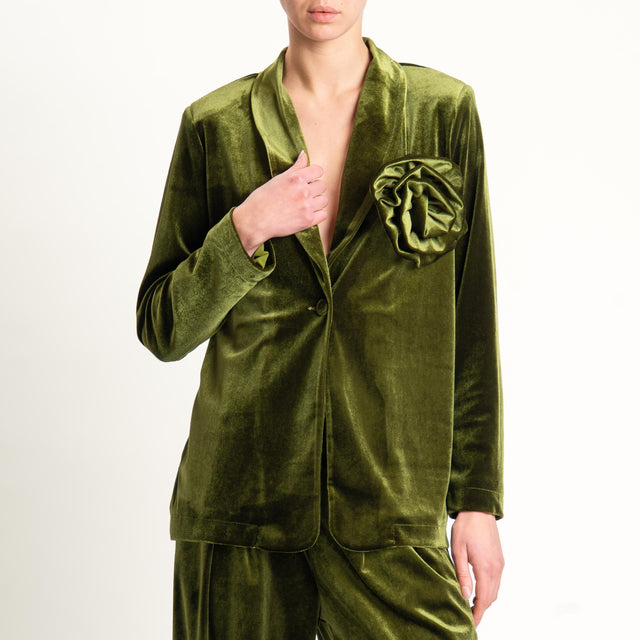 Tensione in-Giacca velluto ciniglia un bottone - olio