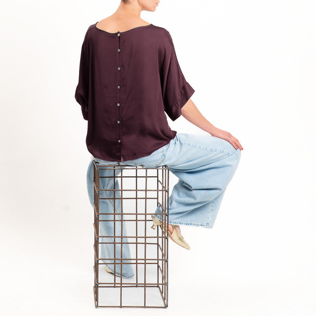 Tensione in-Blusa satin bottoni dietro - burgundy