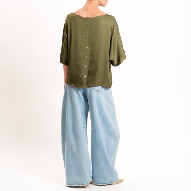 Tensione in-Blusa satin bottoni dietro - militare