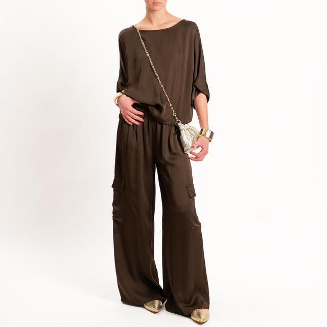 Tensione in-Blusa satin bottoni dietro - caffe'
