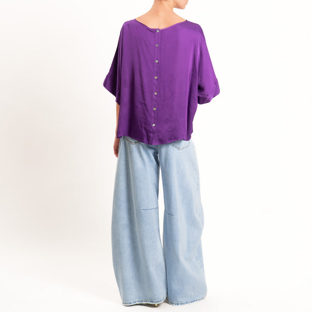 Tensione in-Blusa satin bottoni dietro - viola
