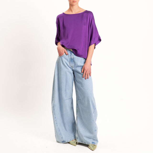 Tensione in-Blusa satin bottoni dietro - viola