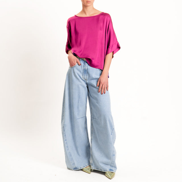 Tensione in-Blusa satin bottoni dietro - berry