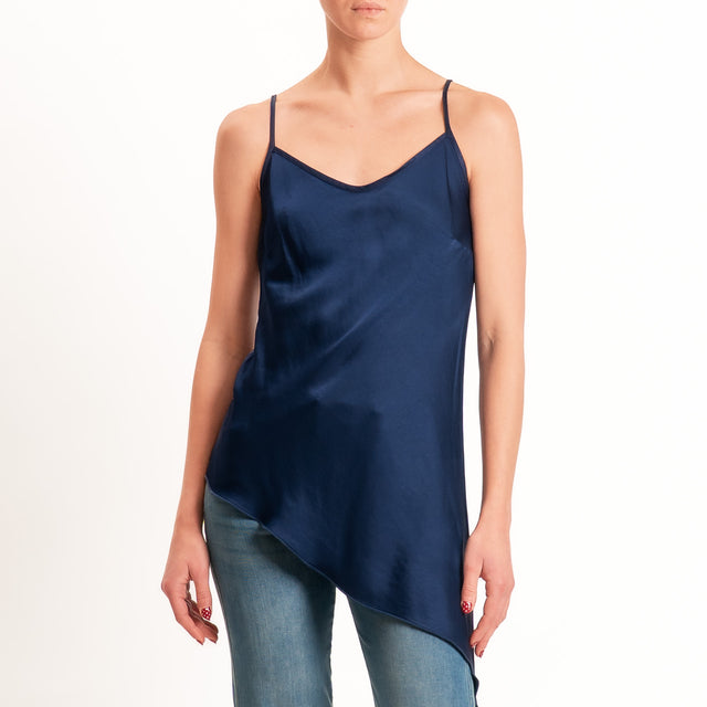 Tensione in-Top asimmetrico in satin - blu