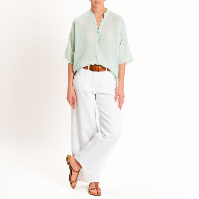 Tensione in-Camicia in mussola collo coreana - acqua