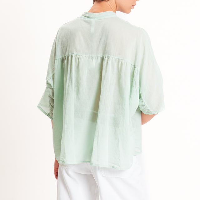 Tensione in-Camicia in mussola collo coreana - acqua