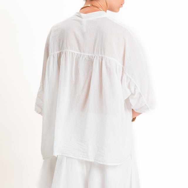 Tensione in-Camicia in mussola collo coreana - latte