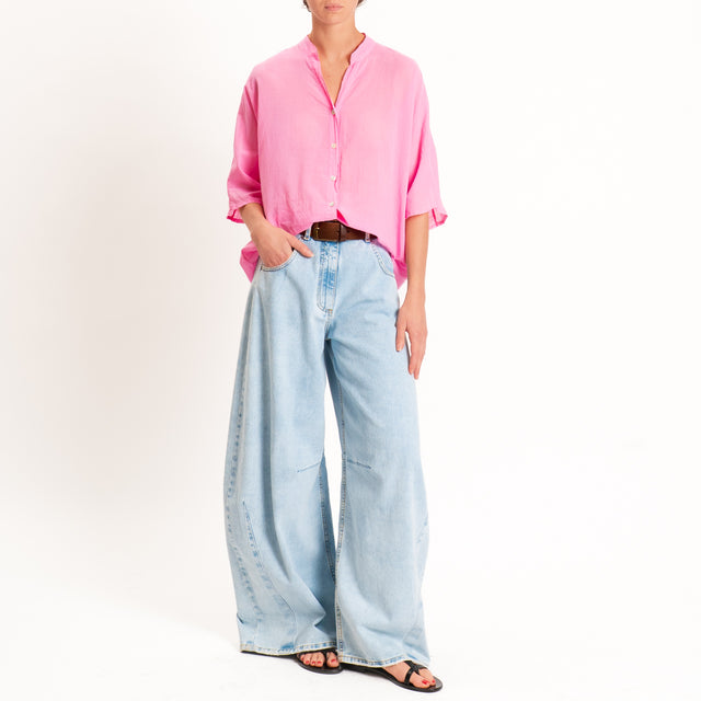 Tensione in-Camicia in mussola collo coreana - bubble
