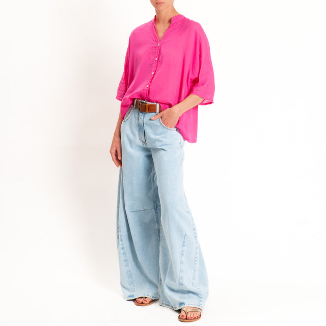 Tensione in-Camicia in mussola collo coreana - bouganville