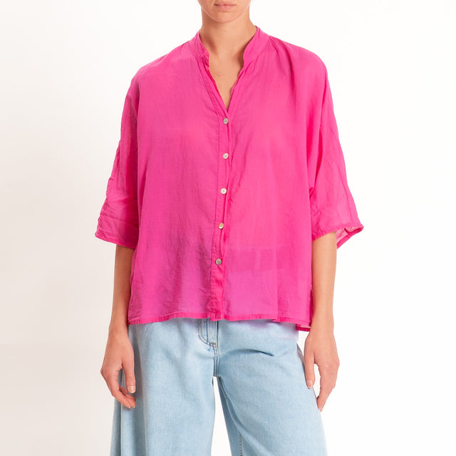 Tensione in-Camicia in mussola collo coreana - bouganville