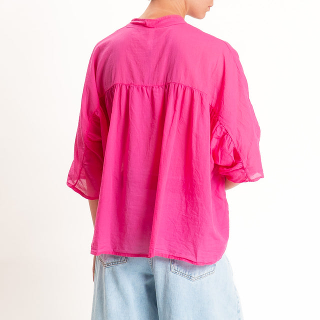 Tensione in-Camicia in mussola collo coreana - bouganville
