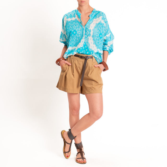 Tensione in-Shorts con pinces elastico in vita - sahara