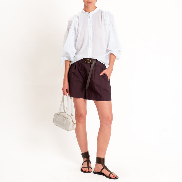 Tensione in-Shorts con pinces elastico in vita - burgundy