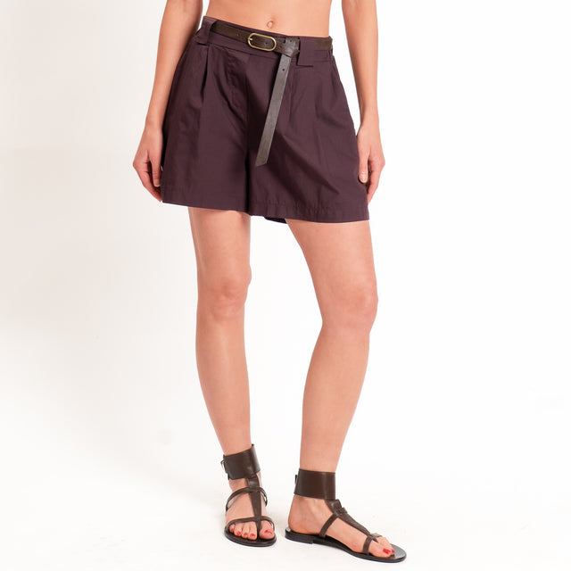 Tensione in-Shorts con pinces elastico in vita - burgundy