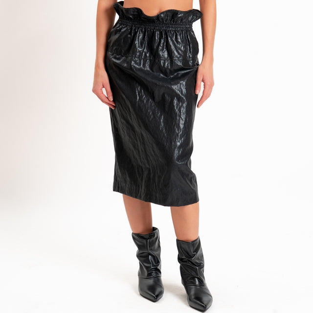 Tensione in-Gonna similpelle elastico in vita - nero