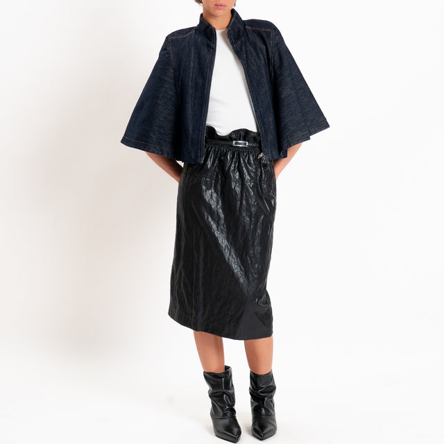 Tensione in-Gonna similpelle elastico in vita - nero