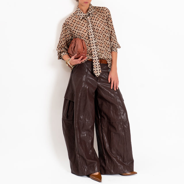Tensione in-Pantalone cargo similpelle - Bordeaux