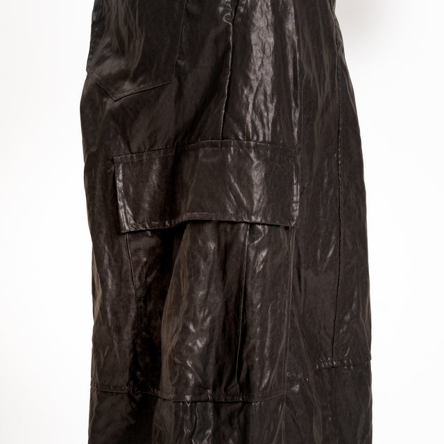 Tensione in-Pantalone cargo similpelle - moro