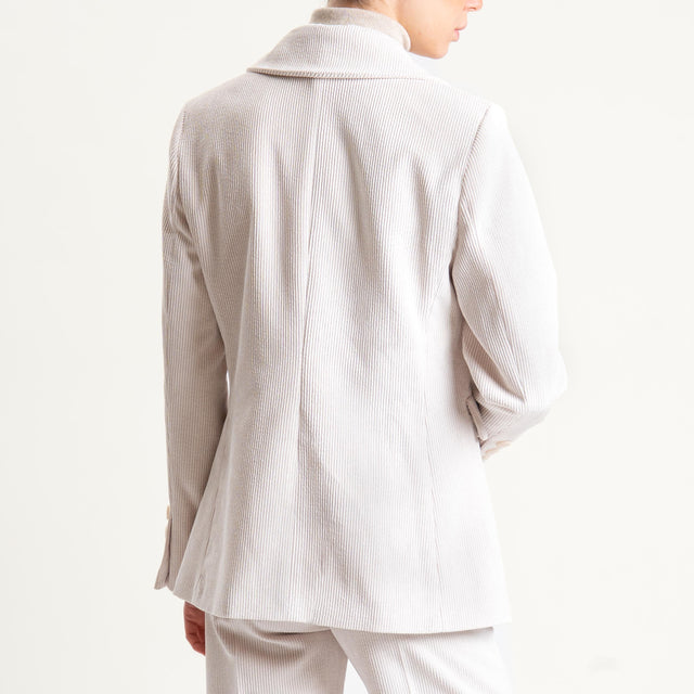 Tensione in-Giacca velluto 500 righe tessuto elasticizzato - panna