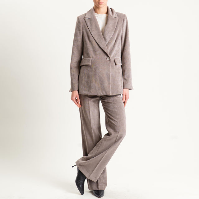 Tensione in-Giacca velluto 500 righe tessuto elasticizzato - tortora