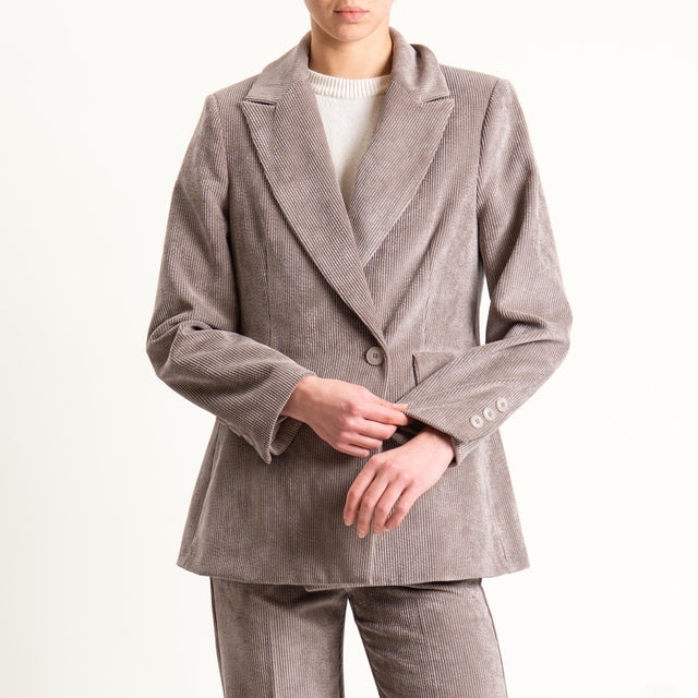 Tensione in-Giacca velluto 500 righe tessuto elasticizzato - tortora