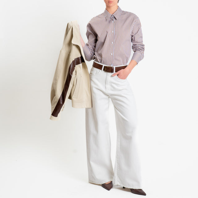 Tensione in-Pantalone GIUSI wide leg tessuto drill - bianco