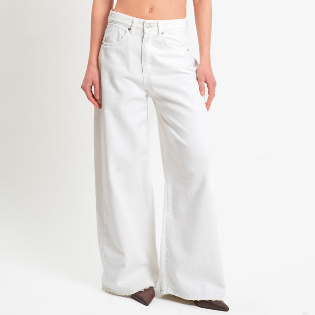 Tensione in-Pantalone GIUSI wide leg tessuto drill - bianco