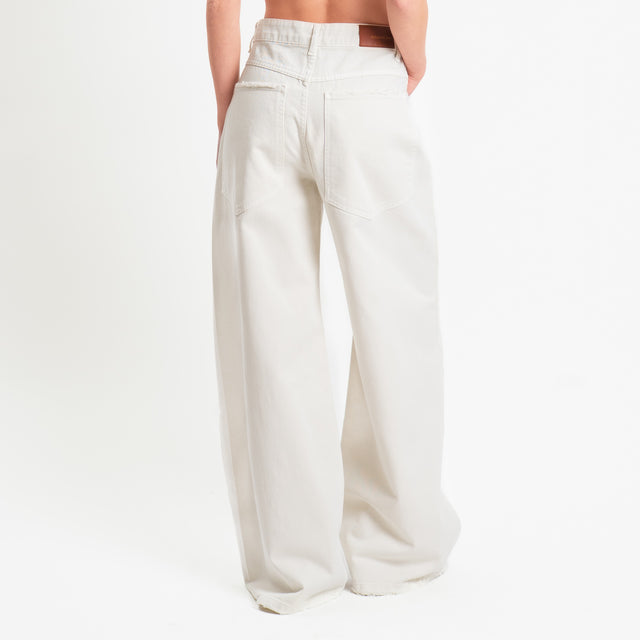 Tensione in-Pantalone GIUSI wide leg tessuto drill - burro