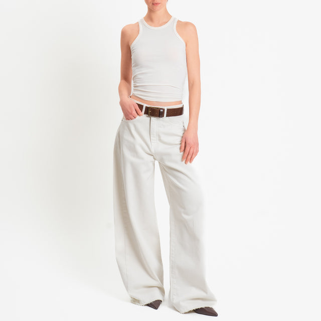 Tensione in-Pantalone GIUSI wide leg tessuto drill - burro