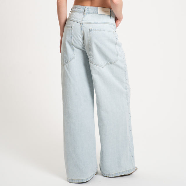 Tensione in-Jeans GIUSI wide leg con strass - denim chiaro
