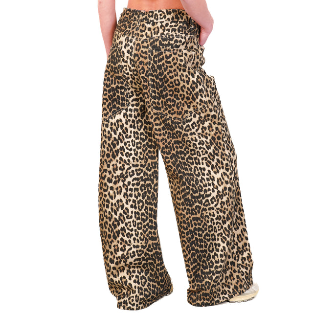 Vaqueros Giusi Animalier con cordón ajustable - beige/negro