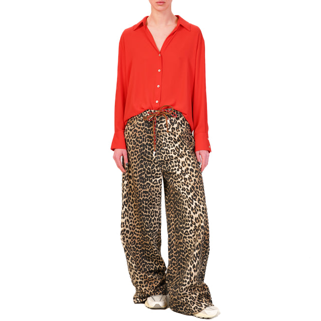 Vaqueros Giusi Animalier con cordón ajustable - beige/negro