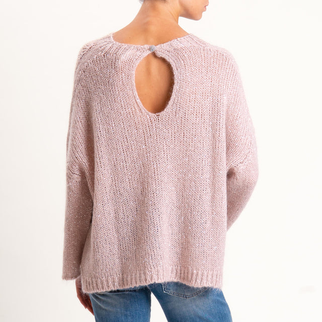 Tensione in-Maglia mohair bottone dietro con paill - rosa