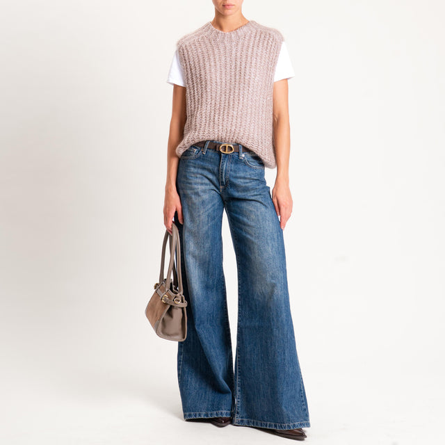 Tensione in-Maglia mohair smanicata con paillette - beige