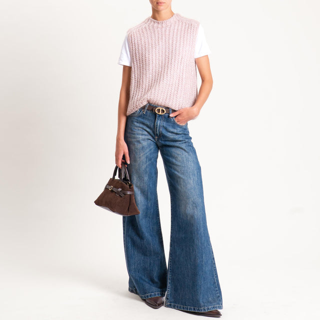 Tensione in-Maglia mohair smanicata con paillette - rosa