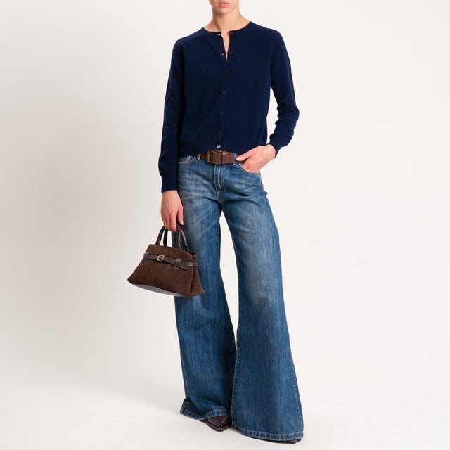 Tensione in-Cardigan 100% lana - blu