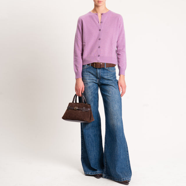 Tensione in-Cardigan 100% lana - malva