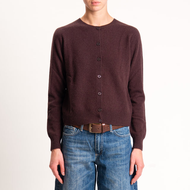 Tensione in-Cardigan 100% lana - moro