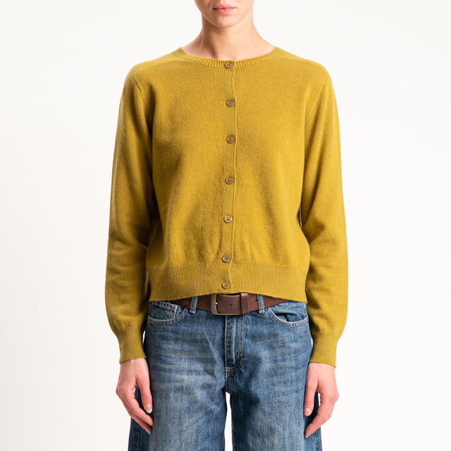 Tensione in-Cardigan 100% lana - olio