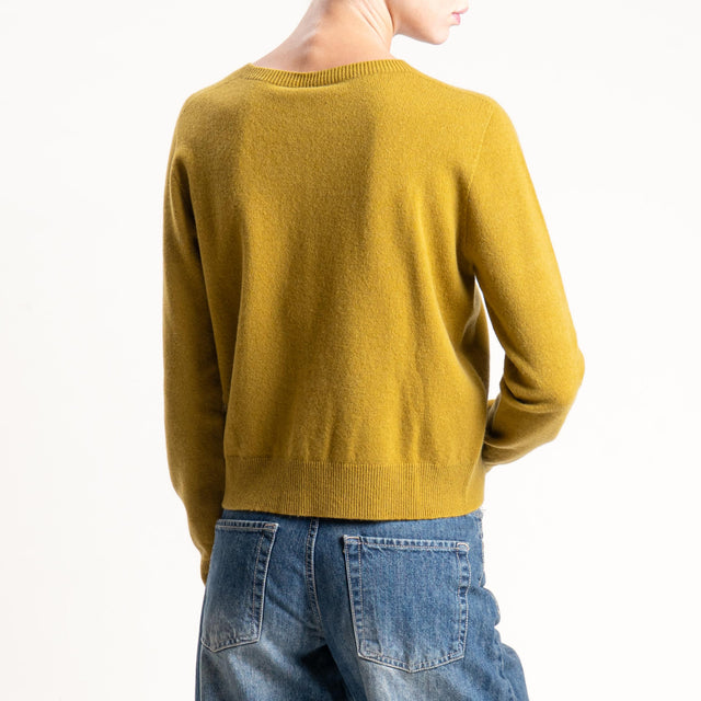 Tensione in-Cardigan 100% lana - olio