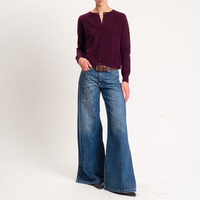 Tensione in-Cardigan 100% lana - vino