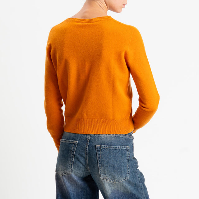 Tensione in-Cardigan 100% lana - arancio