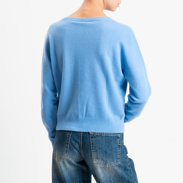 Tensione in-Cardigan 100% lana - cielo