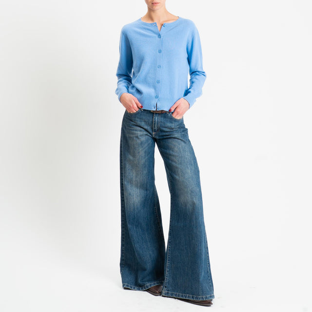 Tensione in-Cardigan 100% lana - cielo